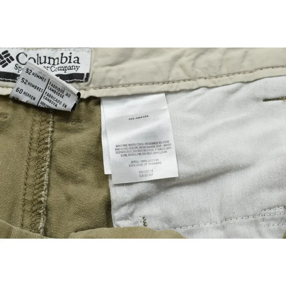 Columbia Men's Size 42 Tan Cotton Canvas Hiking Utility Shorts 8 Inch Inseam AM4